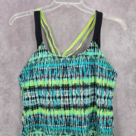 BCG Green Padded Sports Bra Swimwear Tankini Drape Back Tank Top Medium M 8 - Picture 3 of 8